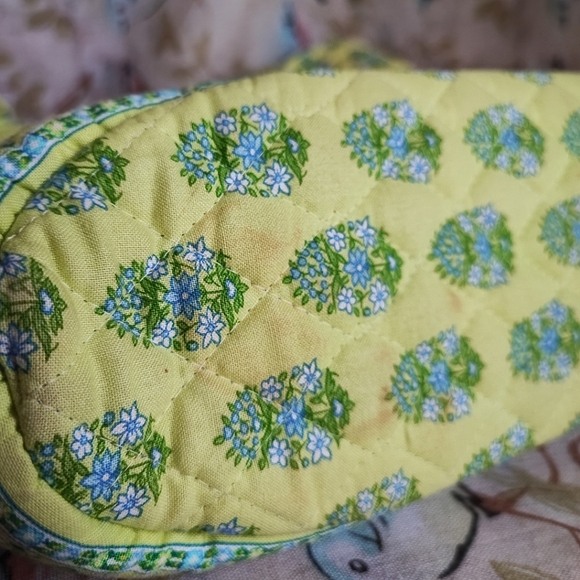 Vera Bradley Citrus Lime Elephant Floral Quilted Tote Handbag Purse FLAW STAINS - Picture 6 of 15